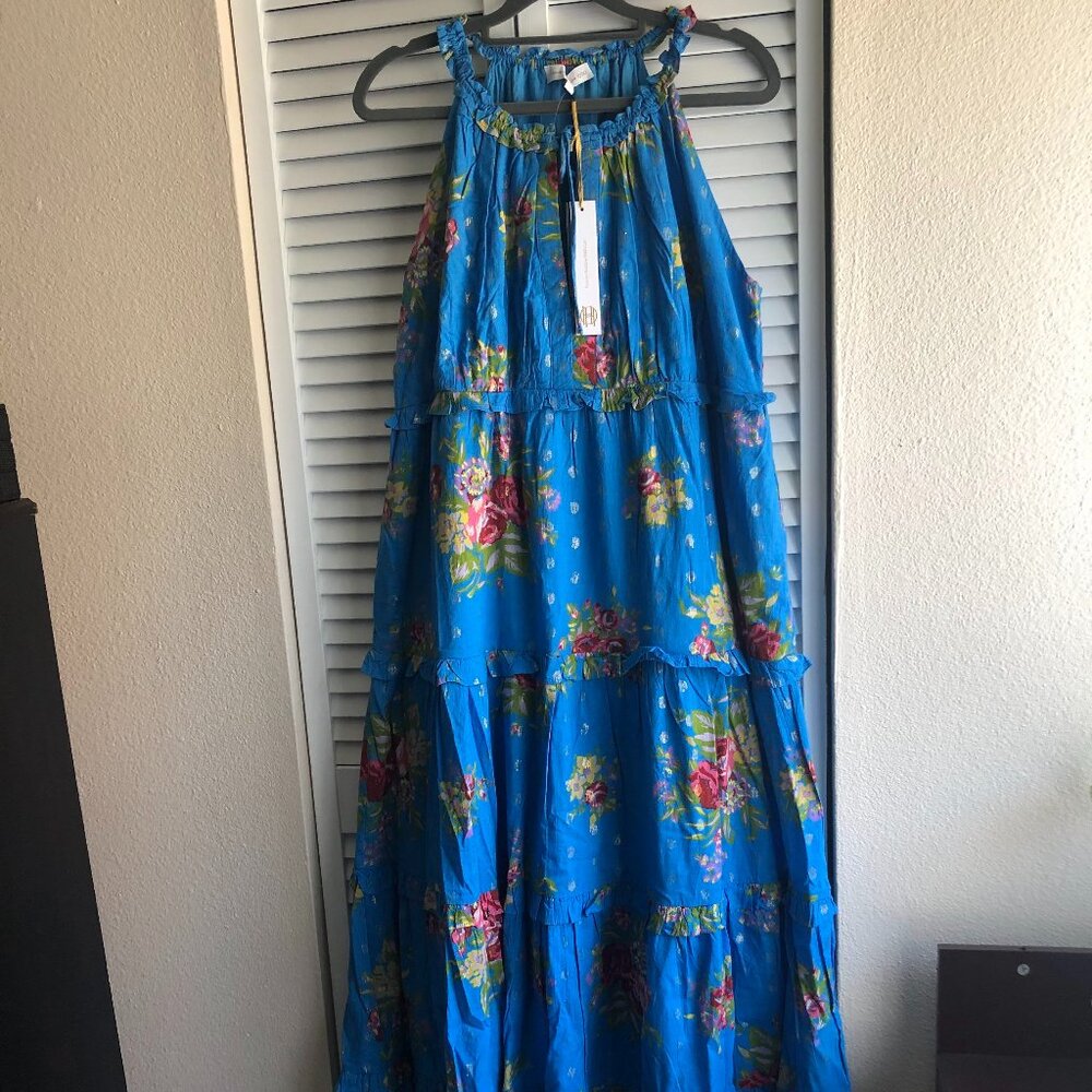 House of Harlow 1960 NWT Helena Blue Floral Tiered Maxi Dress